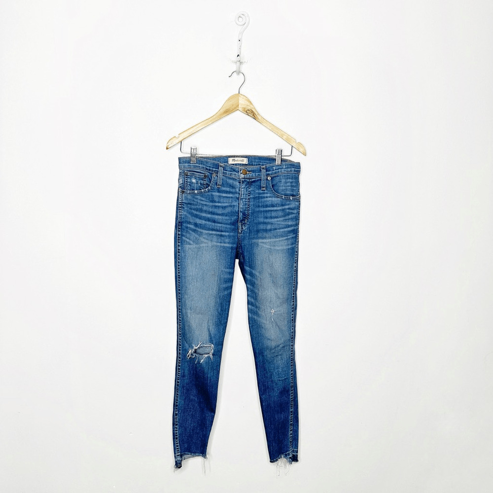 MADEWELL 10" High-Rise Skinny Jeans women's Drop Step-Hem medium blue J9400 28